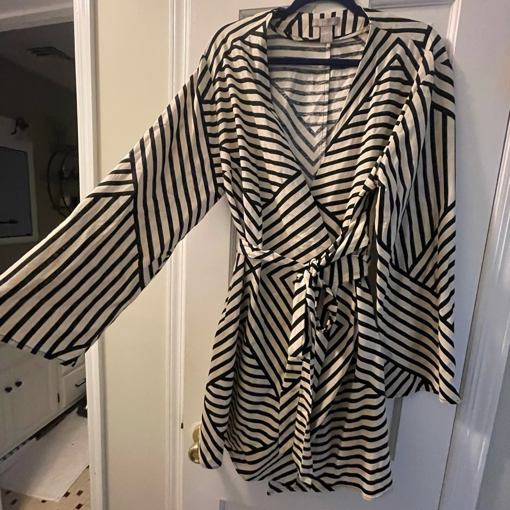 H&M Linen - Striped Tie Dress - XL